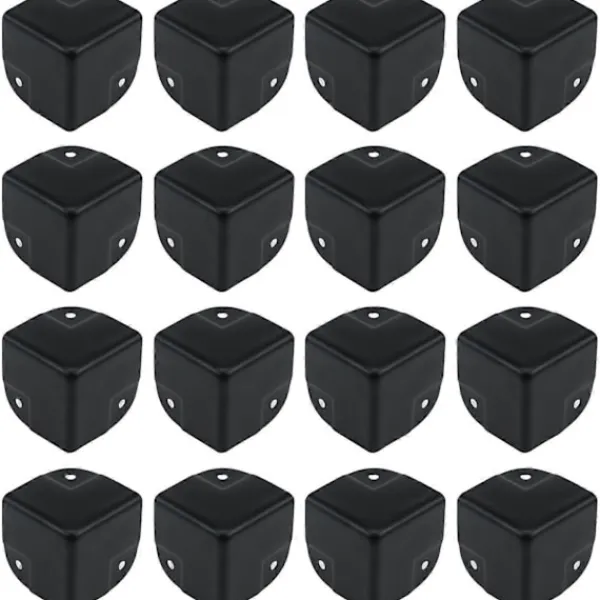 Kistor & Koffertar>16-pack Svarta Hörnskydd i Metall, 1,57" Kantbeskydd för Lådor, Hörnskydd i Metall för Högtalare (40×40×40mm)
