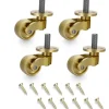 Stolar>4-pack Universala Mässing Hjul, 360 Graders Rotation, Gängade Stam Hjul, Tunga Metall Swivel Hjul, Flyttbara Hjul Ersättningar för Möbel