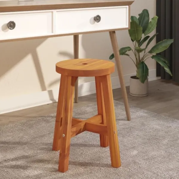 vidaXL Pallar>Pall brun 38x38x45 cm rund massivt akaciaträ