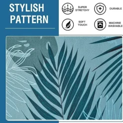 Sittpuffar>1PC (Lake Blue Leaves)Ottoman Cover Rectangular Stretch Ottoman C