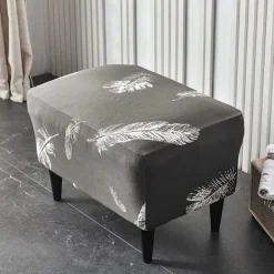Sittpuffar>1PC(Vit Fjäder) Ottoman Överdrag Rektangulär Stretch Ottoman Cove