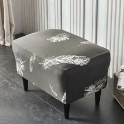 Sittpuffar>1PC(Vit Fjäder) Ottoman Överdrag Rektangulär Stretch Ottoman Cove
