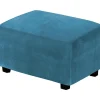 Sittpuffar>(Påfågelblå) Stretch Pouf-överdrag Sammet Ottoman-överdrag Rektangel