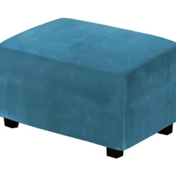 Sittpuffar>(Påfågelblå) Stretch Pouf-överdrag Sammet Ottoman-överdrag Rektangel