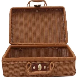 Kistor & Koffertar>Picknickkorg, Vävda Vintage Resväska i Flätad Korg Vävda Förvaringskorgar Rotting Förvaringslåda Picknick Väv L