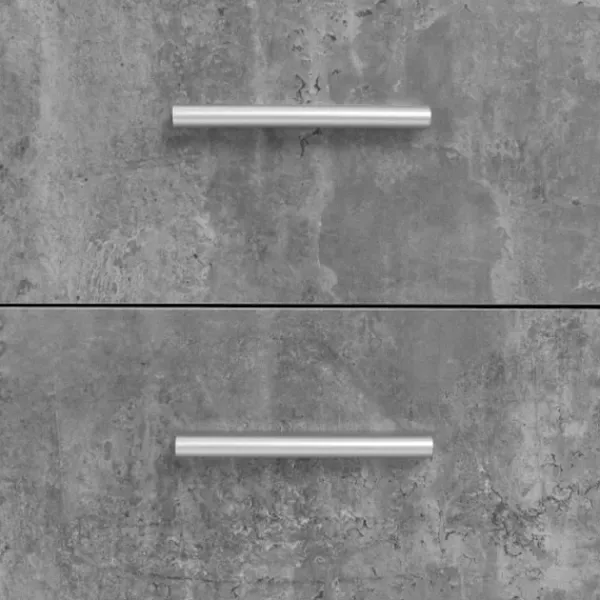 Sideboards>PILVI låg skänk - 2 luckor och 4 lådor - Vit och lätt betong - L 122,6 x D 34,2 x H 81,1 cm