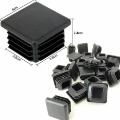 Stolar>Plastplugg 40x40mm Ändlock Fyrkantsrör Svart Plast Ändpluggar Ändlock för Trampolin Möbelben 16ST