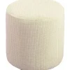 Sittpuffar>{PL}Mjukt Jacquard Ottoman Pufföverdrag, 30x30cm, Mjölkvit, Stretch Fyrkantigt/Runt Fotpallsskydd med Elastisk Botten