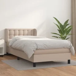 vidaXL Sängar>Ramsäng med bäddmadrass cappuccino 80x200 cm konstläder