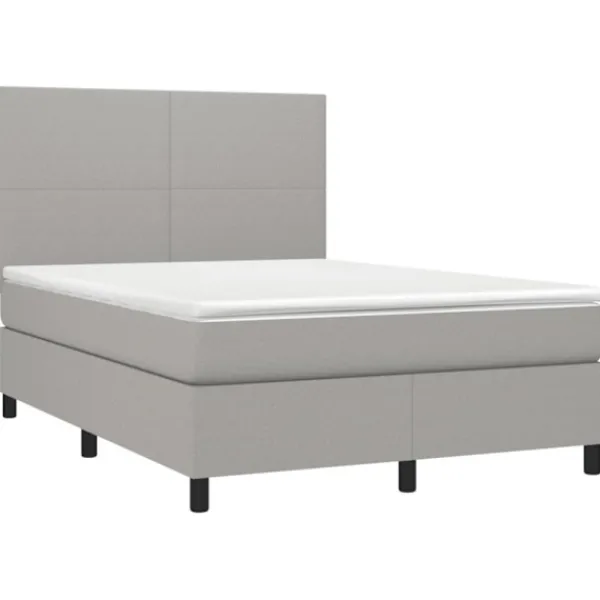 vidaXL Sängar>Ramsäng med madrass & LED ljusgrå 140x190 cm tyg