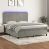 vidaXL Sängar>Ramsäng med madrass & LED ljusgrå 180x200 cm sammet