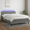 vidaXL Sängar>Ramsäng med madrass & LED mörkgrå 140x200 cm tyg