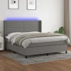vidaXL Sängar>Ramsäng med madrass & LED mörkgrå 180x200 cm tyg
