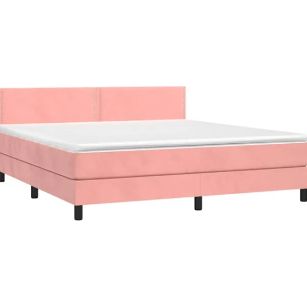 vidaXL Sängar>Ramsäng med madrass & LED rosa 180x200 cm sammet