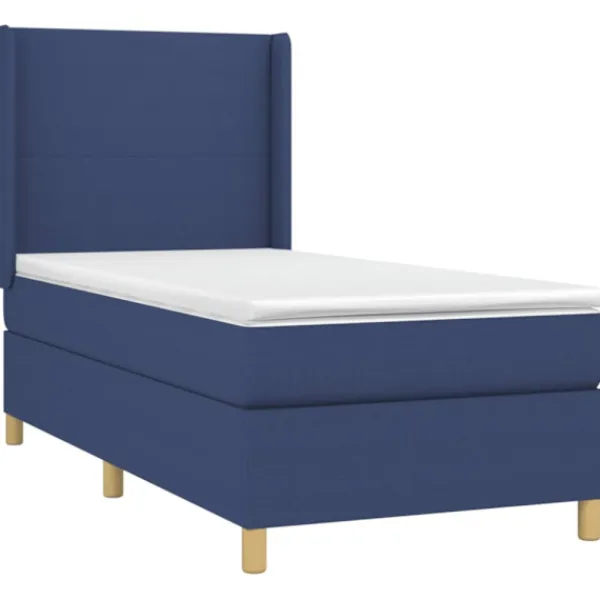 vidaXL Sängar>Ramsäng med madrass blå 100x200 cm tyg