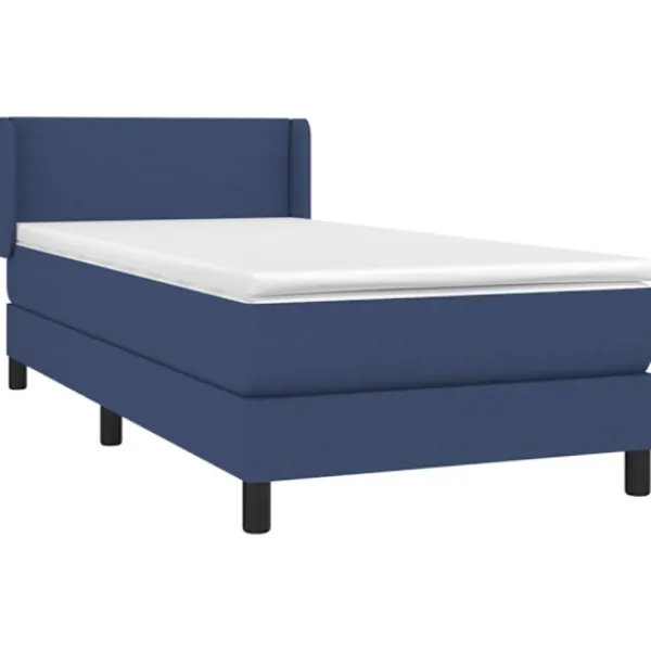 vidaXL Sängar>Ramsäng med madrass blå 90x200 cm tyg