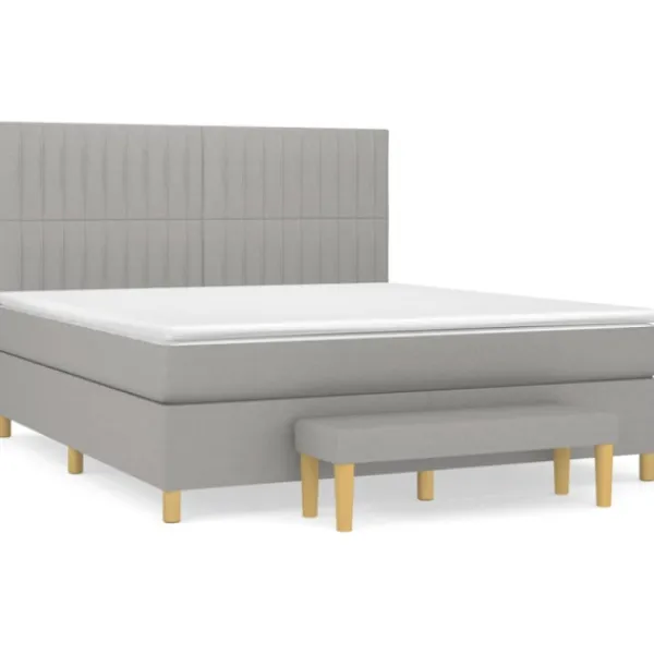 vidaXL Sängar>Ramsäng med madrass ljusgrå 160x200 cm tyg