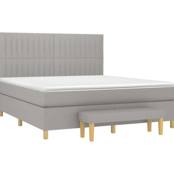 vidaXL Sängar>Ramsäng med madrass ljusgrå 160x200 cm tyg
