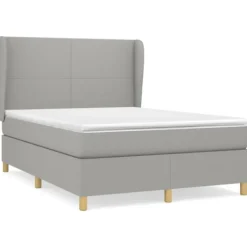 vidaXL Sängar>Ramsäng med madrass ljusgrå 140x190 cm tyg