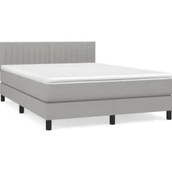 vidaXL Sängar>Ramsäng med madrass ljusgrå 140x190 cm tyg