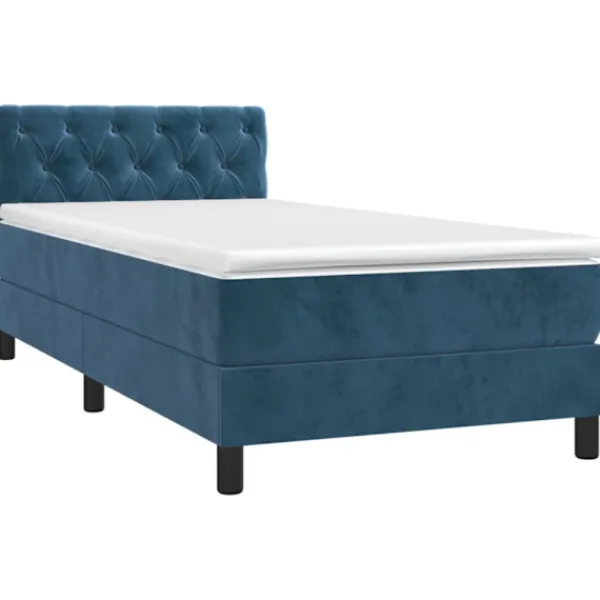 vidaXL Sängar>Ramsäng med madrass mörkblå 80x200 cm sammet