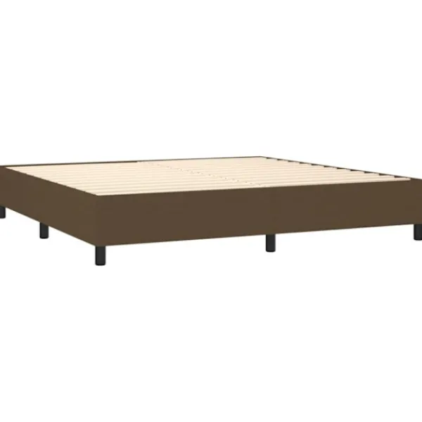 vidaXL Sängar>Ramsäng med madrass mörkbrun 200x200 cm tyg