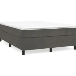 vidaXL Sängar>Ramsäng med madrass mörkgrå 140x190 cm sammet