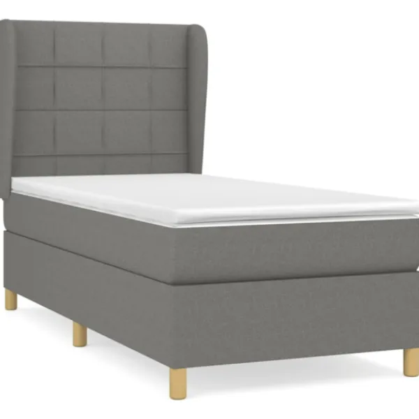 vidaXL Sängar>Ramsäng med madrass mörkgrå 80x200 cm tyg