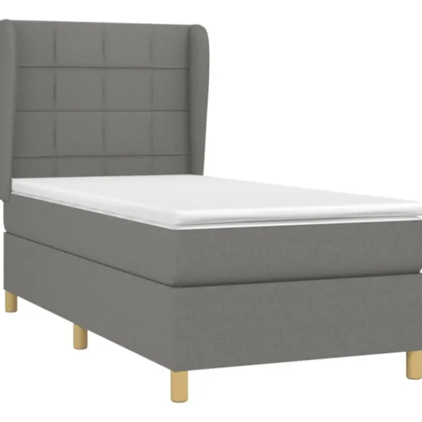 vidaXL Sängar>Ramsäng med madrass mörkgrå 80x200 cm tyg