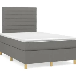 vidaXL Sängar>Ramsäng med madrass mörkgrå 120x200 cm tyg