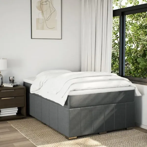 vidaXL Sängar>Ramsäng med madrass mörkgrå 120x190 cm tyg