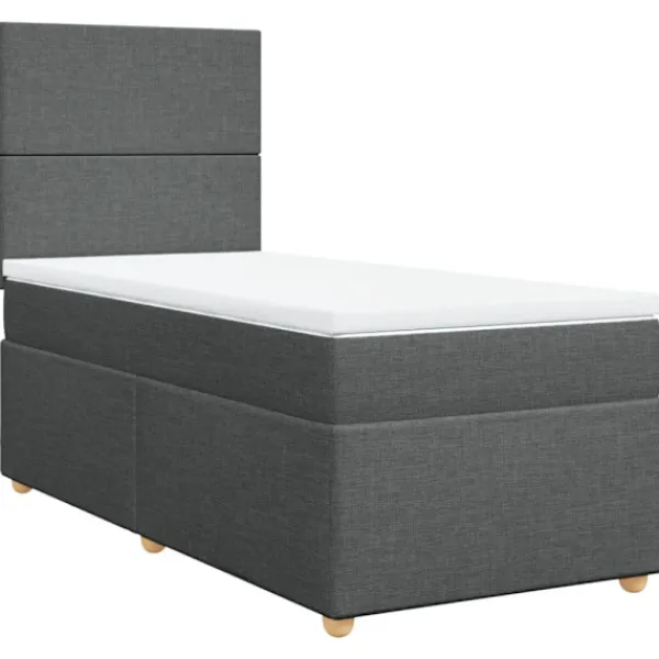 vidaXL Sängar>Ramsäng med madrass mörkgrå 90x190 cm tyg