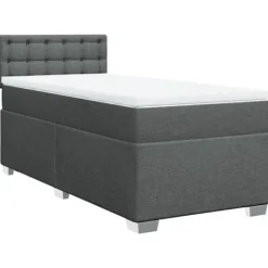 vidaXL Sängar>Ramsäng med madrass mörkgrå 90x200 cm tyg