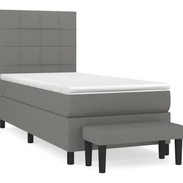 vidaXL Sängar>Ramsäng med madrass mörkgrå 90x200 cm tyg