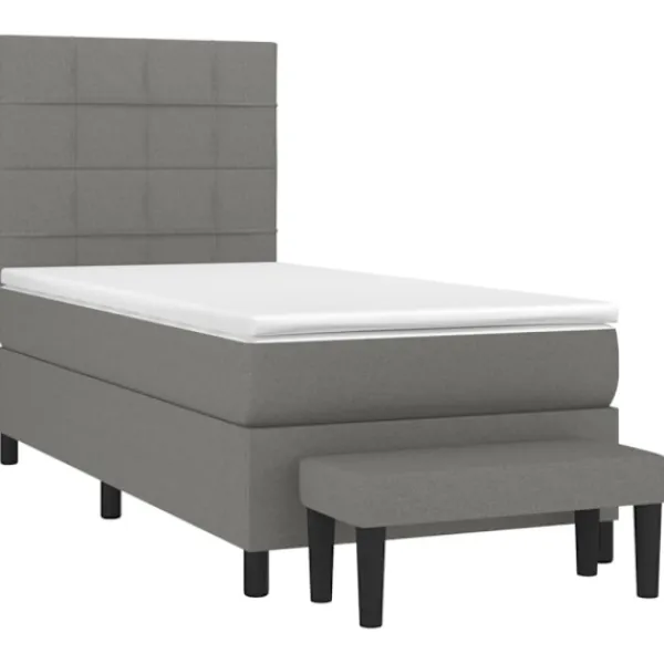 vidaXL Sängar>Ramsäng med madrass mörkgrå 90x200 cm tyg