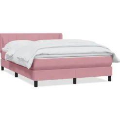 vidaXL Sängar>Ramsäng med madrass rosa 160x210 cm sammet