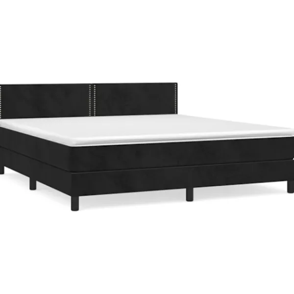 vidaXL Sängar>Ramsäng med madrass svart 160x200 cm sammet