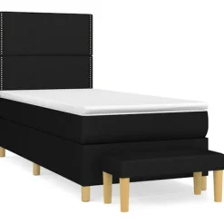 vidaXL Sängar>Ramsäng med madrass svart 100x200 cm tyg