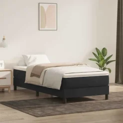 vidaXL Sängar>Ramsäng med madrass svart 90x210 cm sammet