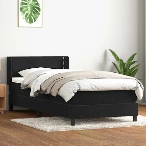 vidaXL Sängar>Ramsäng med madrass svart 90x210 cm sammet