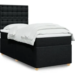 vidaXL Sängar>Ramsäng med madrass svart 90x190 cm tyg