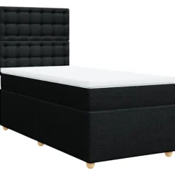 vidaXL Sängar>Ramsäng med madrass svart 90x190 cm tyg