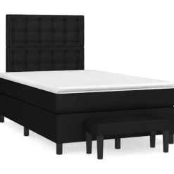 vidaXL Sängar>Ramsäng med madrass svart 120x190 cm tyg