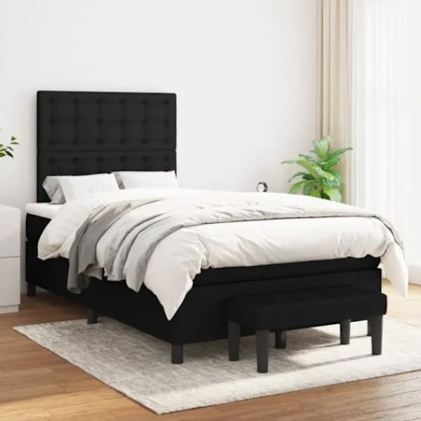vidaXL Sängar>Ramsäng med madrass svart 120x190 cm tyg