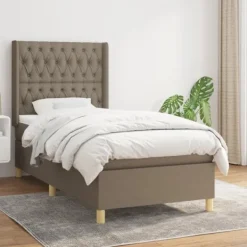 vidaXL Sängar>Ramsäng med madrass taupe 90x190 cm tyg