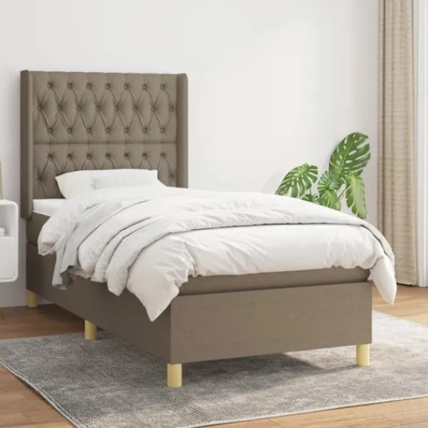vidaXL Sängar>Ramsäng med madrass taupe 90x190 cm tyg