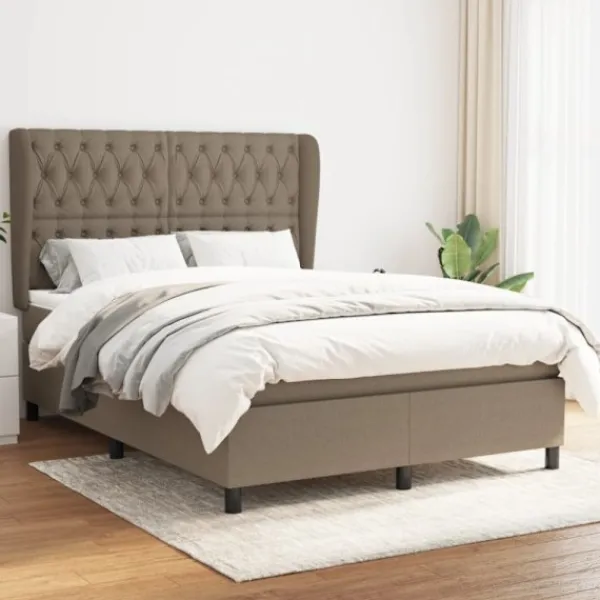 vidaXL Sängar>Ramsäng med madrass taupe 140x200 cm tyg