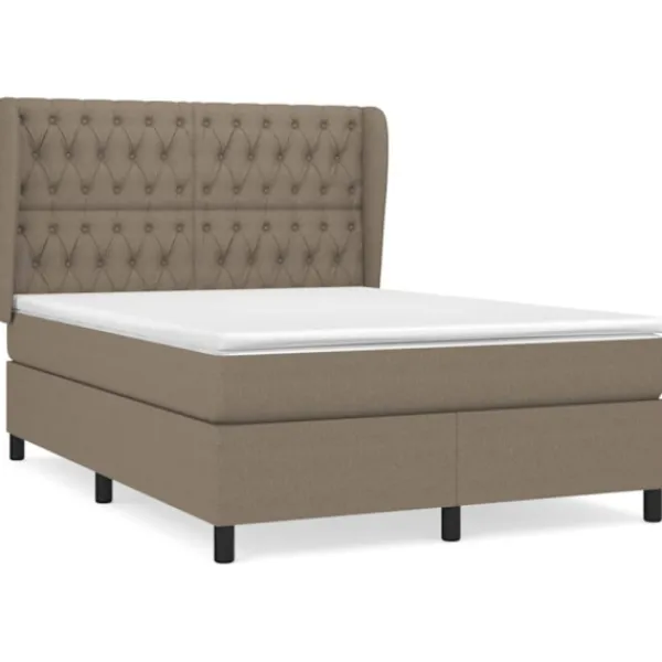 vidaXL Sängar>Ramsäng med madrass taupe 140x200 cm tyg
