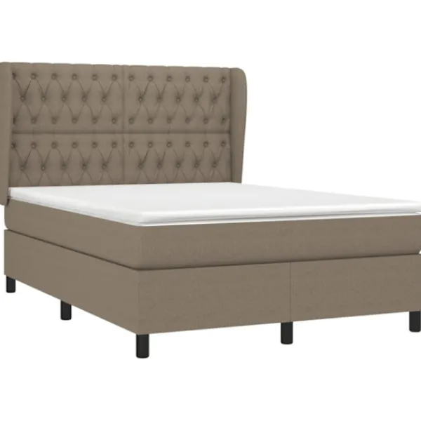 vidaXL Sängar>Ramsäng med madrass taupe 140x200 cm tyg