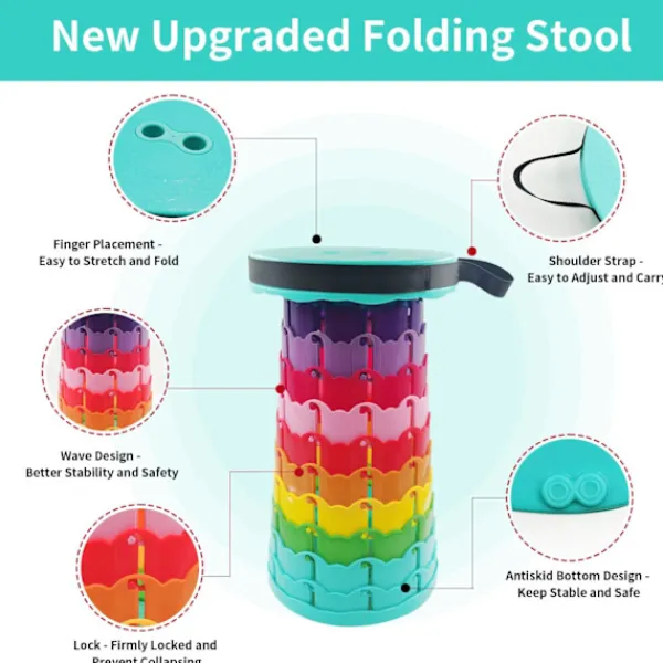 Pallar>Röd hopfällbar pall, teleskopisk campingpall med hög lastkapacitet på 175 kg för utomhusbruk Multicolor